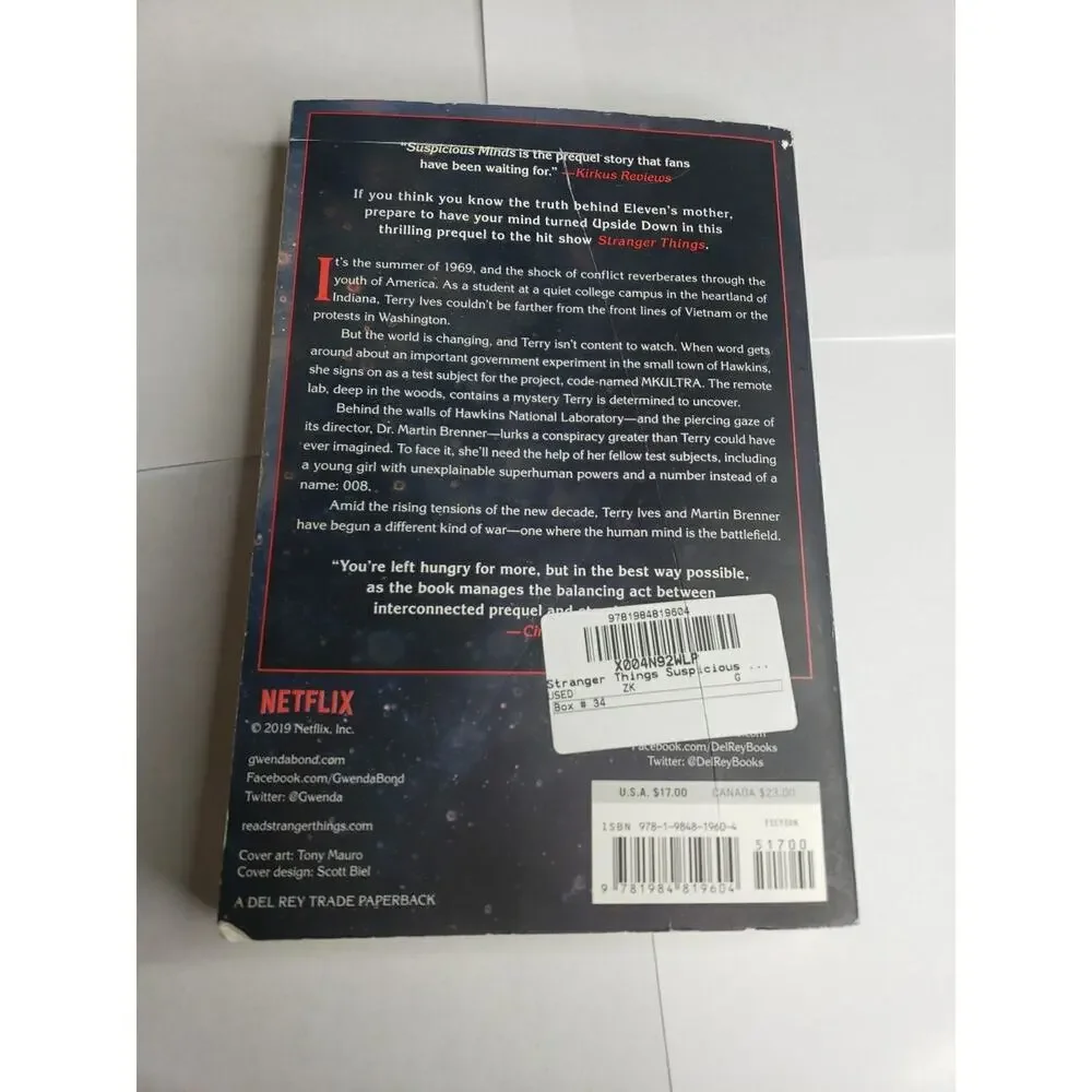 Stranger Things Suspicious Minds Gwenda Bond trade paperback